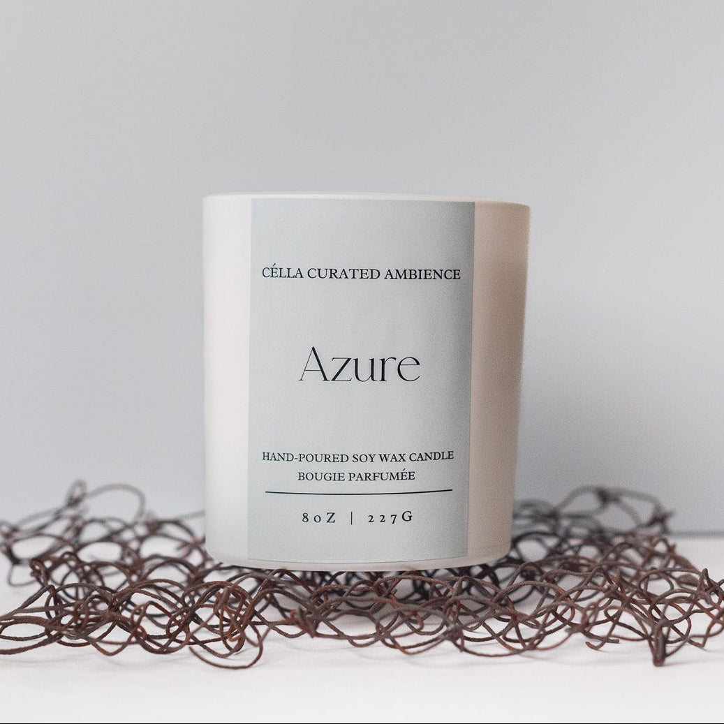 Célla Curated Ambience Azure scented candle in amber jar