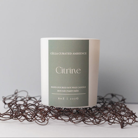 Célla Curated Ambience Citrine scented candle in amber jar