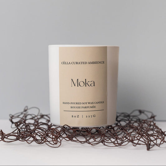 Célla Curated Ambience Moka scented candle in amber jar